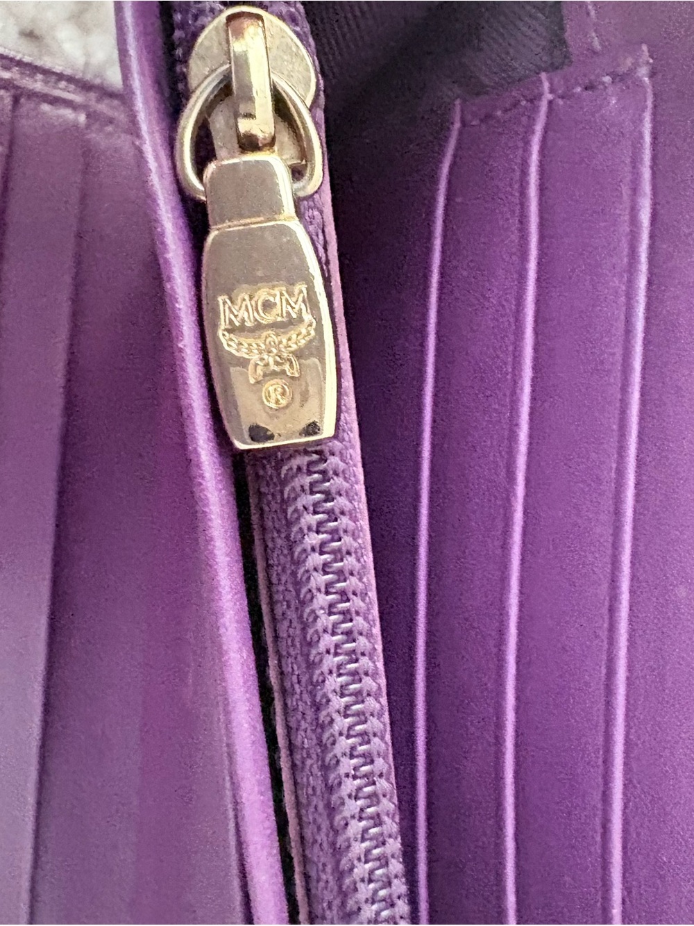 MCM Purple Leather Trifold Wallet- EUC - Picture 14 of 16